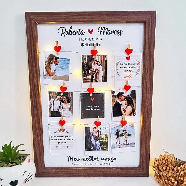 Quadro de Luz Varal de Fotos Estilo Polaroid Personalizado