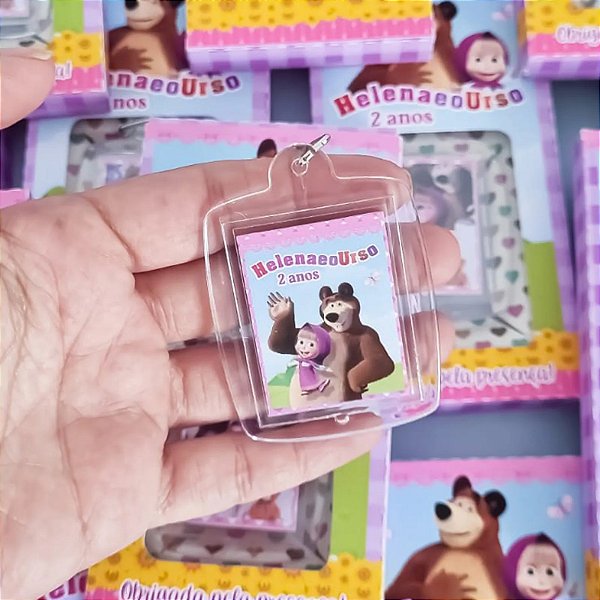 Caixinha com Chaveiro personalizado Masha e o Urso