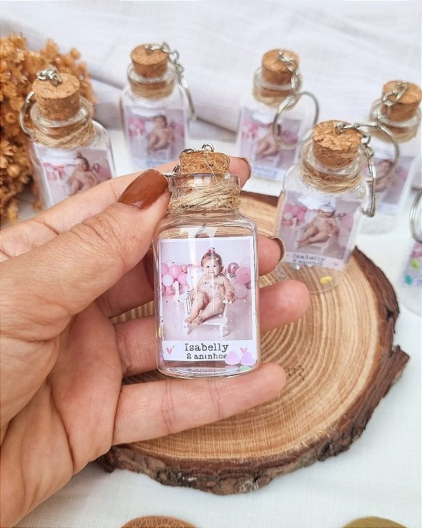 Chaveiro Potinho de Vidro com Foto