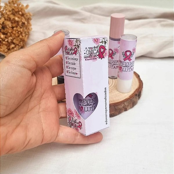 Caixinha com Brilho Labial ou Batom Outubro Rosa