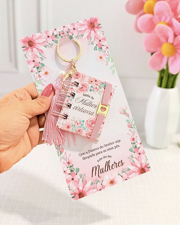 Chaveiro Mini Bíblia Dia das Mulheres