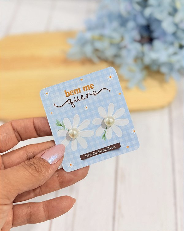 Card Brincos Personalizados Margarida Dia das Mulheres