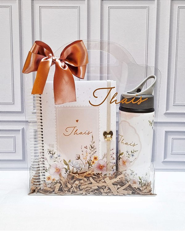 Agenda e Garrafa Personalizada Bolsa Cristal