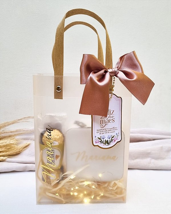 Sacola Fosca Porta Jóias personalizada e chocolate