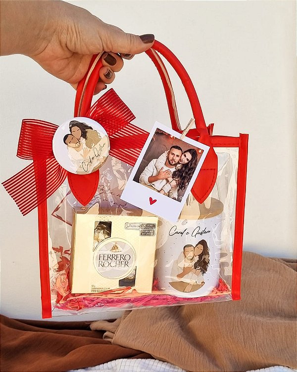 Kit sacola caneca personalizada com chocolate