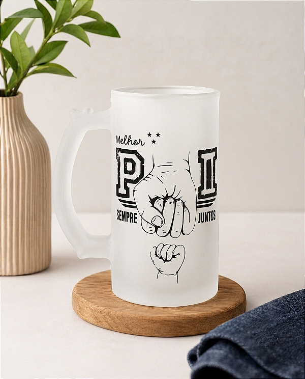 Caneca Chopp Personalizada Vidro Fosco