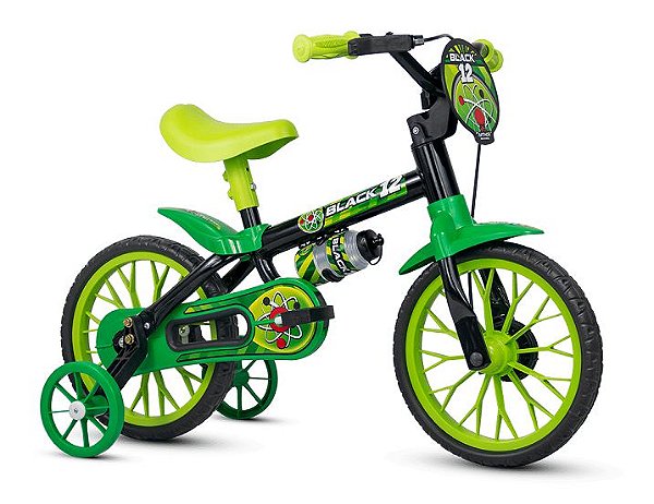 BICICLETA NATHOR ARO 12 MASC BLACK PTO/VDE - 100010160035