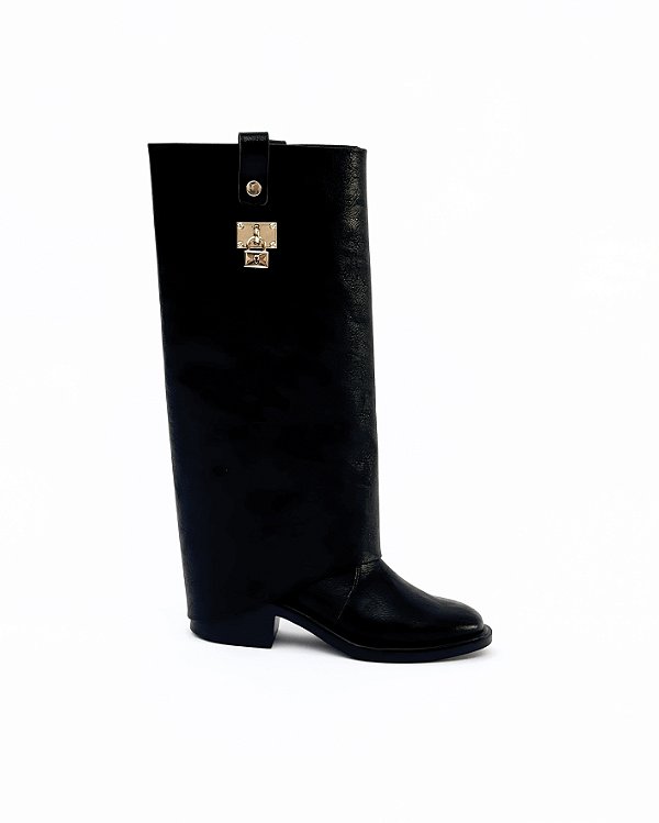 Bota Cadeado Preto Cano Removível (2 em 1)