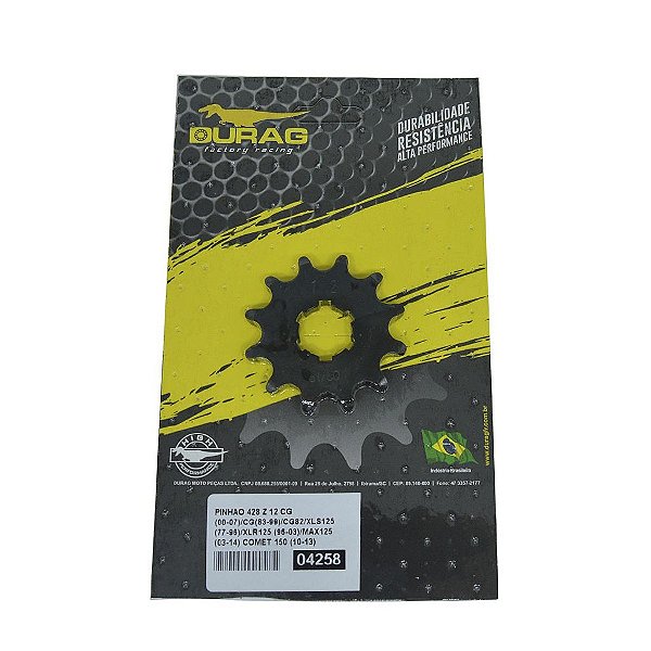 Pinhão Cg 125 00-07 Cg 82-99 Xls 125 77-96 12 dentes Durag