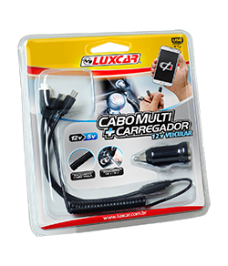 Carregador Celular Veicular 12V +Cabo Multi Luxcar  - Un