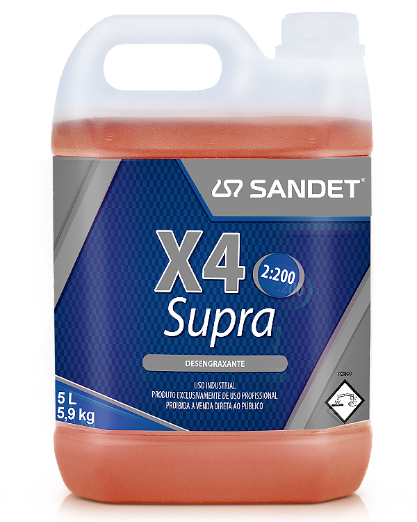 DESENGRAXANTE SANDET X4 SUPRA 2:200 SUPER CONCENTRADO - 5LT
