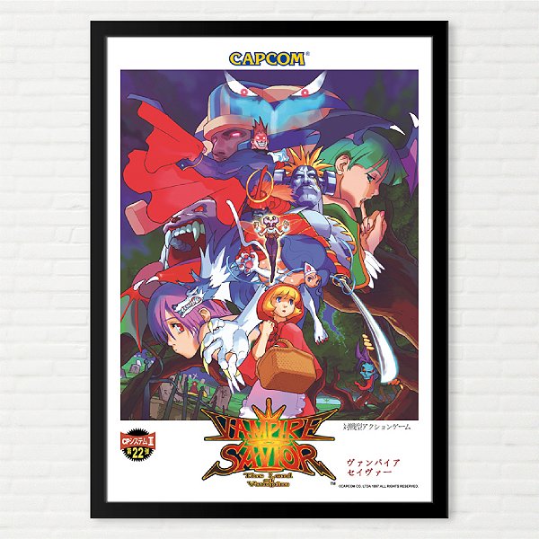 Quadro Vampire Savior (Darkstalkers 3) - Pôster Arcade Capcom Japonês
