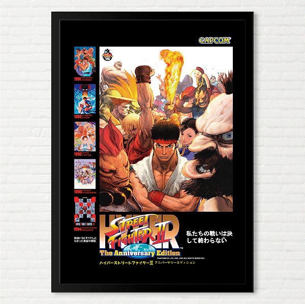 Quadro Hyper Street Fighter II The Anniversary Edition - Pôster Arcade Capcom Japonês