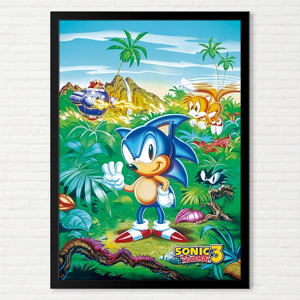 Quadro Sonic The Hedgehog 3 - Pôster Sega Genesis Mega Drive
