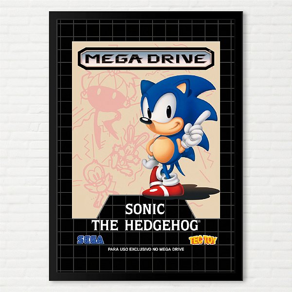 Quadro Capa do Sonic The Hedgehog - Sega Mega Drive TecToy