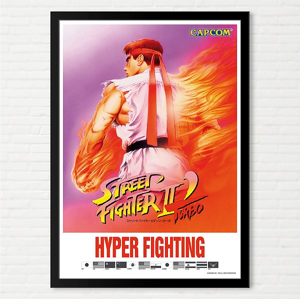 Quadro Street Fighter 2 Hyper Fighting Ryu - Pôster Arcade Capcom