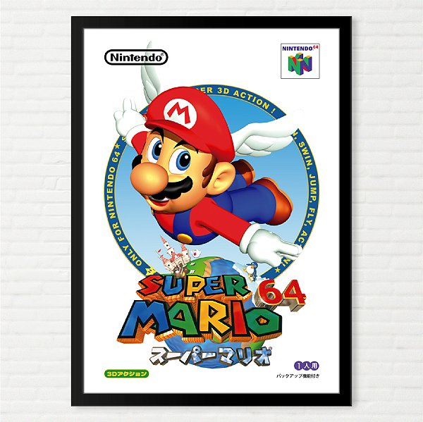 Quadro Capa do Super Mario 64 - Nintendo 64 Japonês