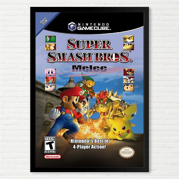Quadro Capa do Super Smash Bros Melee - Nintendo Game Cube Americano
