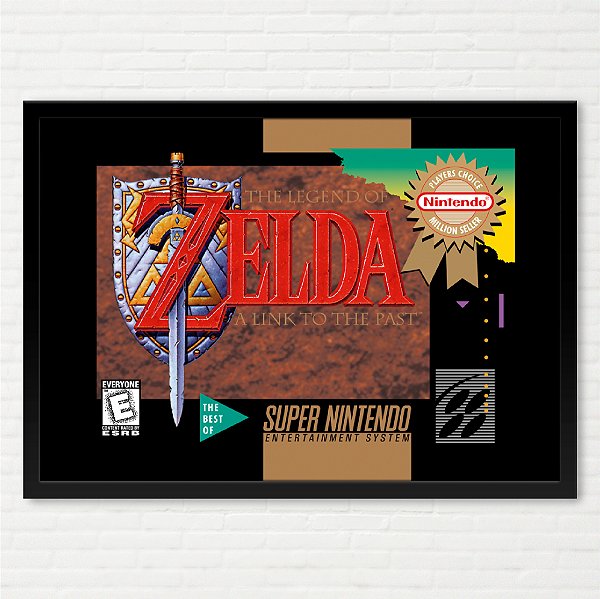 Quadro Capa do The Legend of Zelda A Link To The Past Players Choice - Super Nintendo