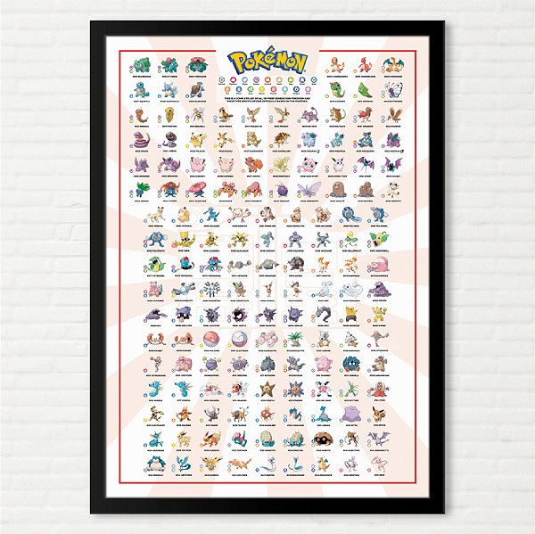 Quadro Pokémon Catálogo Primeira Geração 151 Pocket Monsters