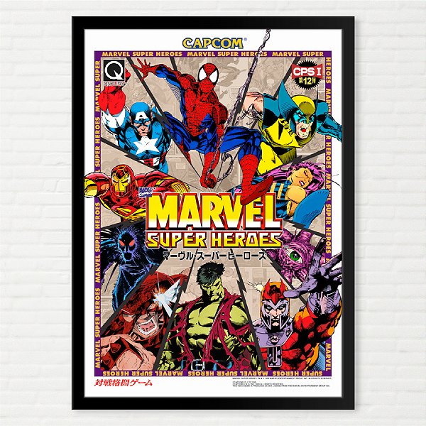 Quadro Marvel Super Heroes - Arcade Pôster Capcom Japonês