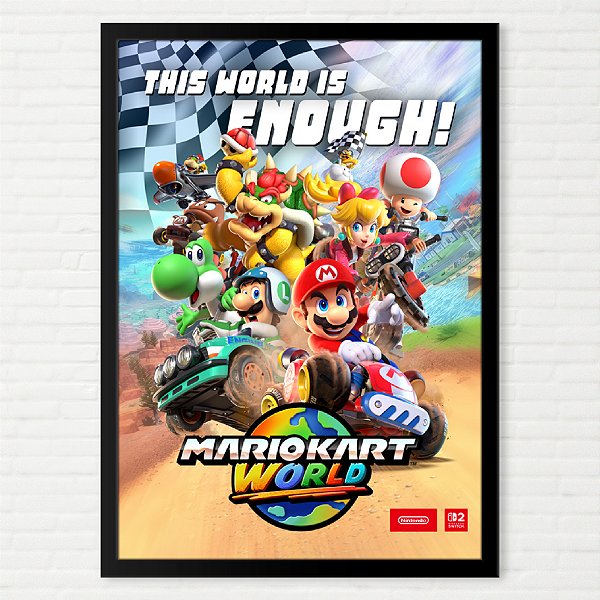 Quadro Mario Kart World - Pôster Nintendo Switch 2