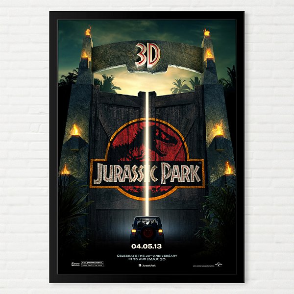 Quadro Jurassic Park 3D Pôster Filme