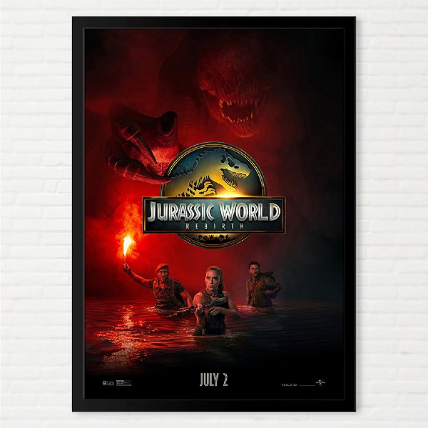 Quadro Jurassic World Rebirth Pôster Filme - Versão Pré-Lançamento