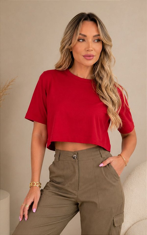 Cropped Feminino Gola Media