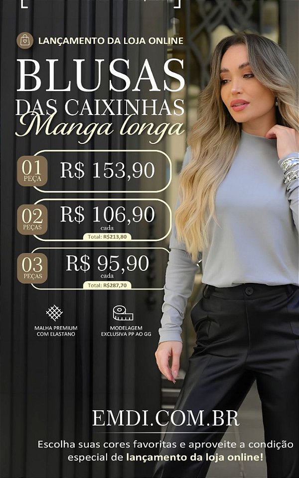 Camiseta Feminina Algodao Premium M/L