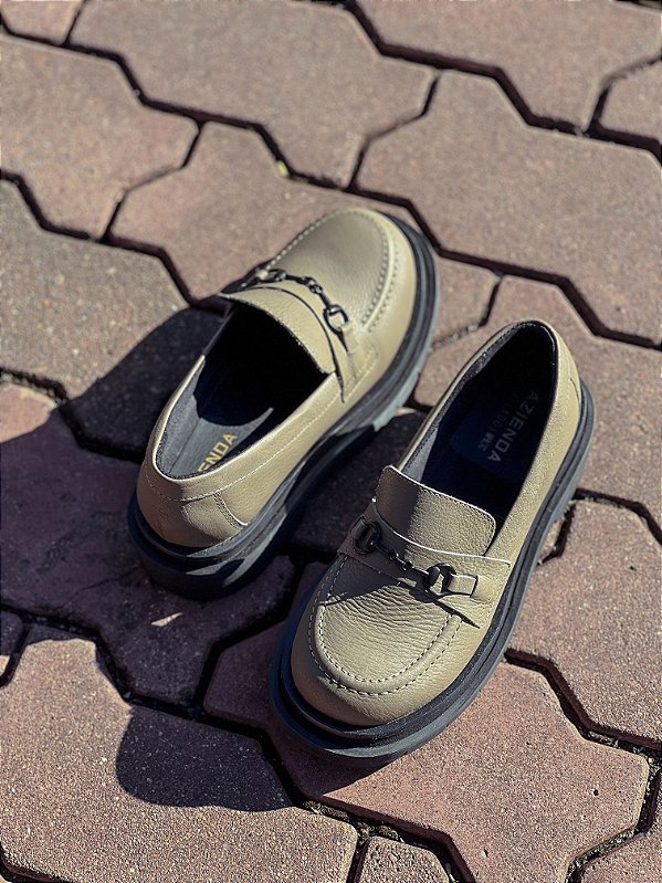 Mocassim Bella | couro oliva