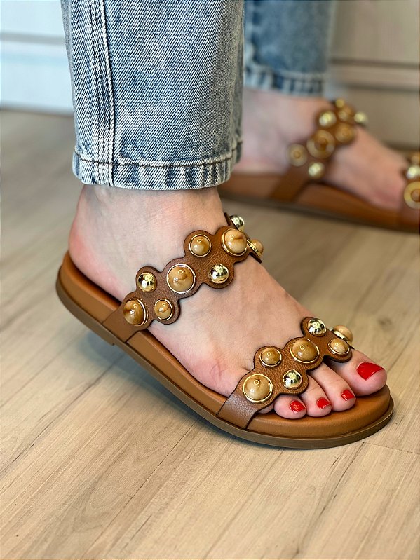 Papete Colette | Couro caramelo aplicações