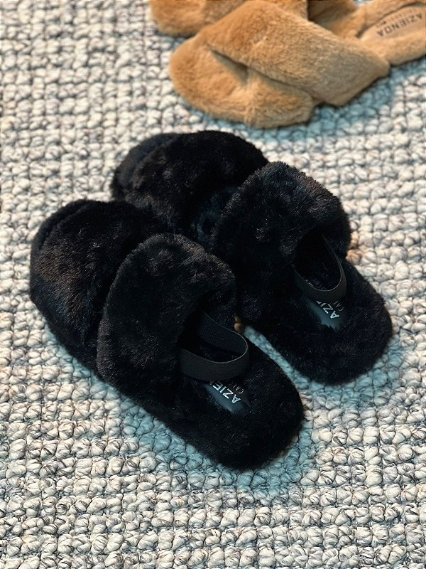 Pantufa Liza | flatform preta