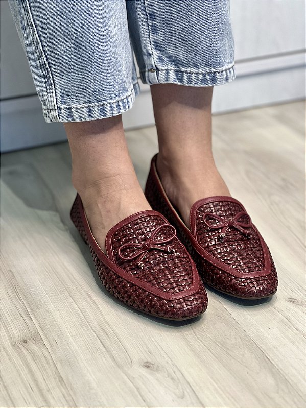 Mocassim Verona | Couro tressê vinho