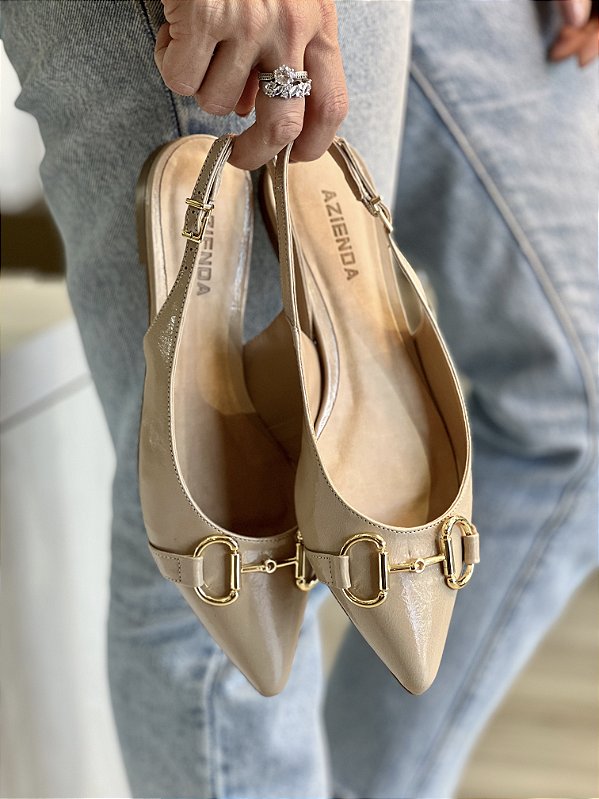 Sapatilha Melissa | Slingback couro nude