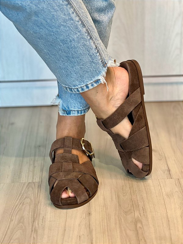 Mule Clog Malu | Couro marrom