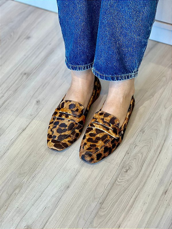Mocassim Laura | Couro Leopardo