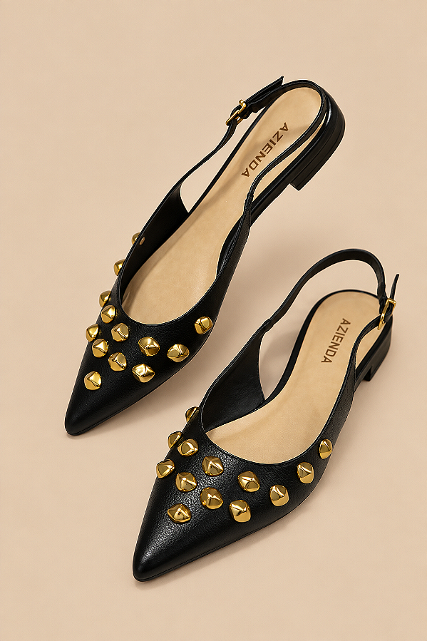 Sapatilha Graci | Couro slingback preto