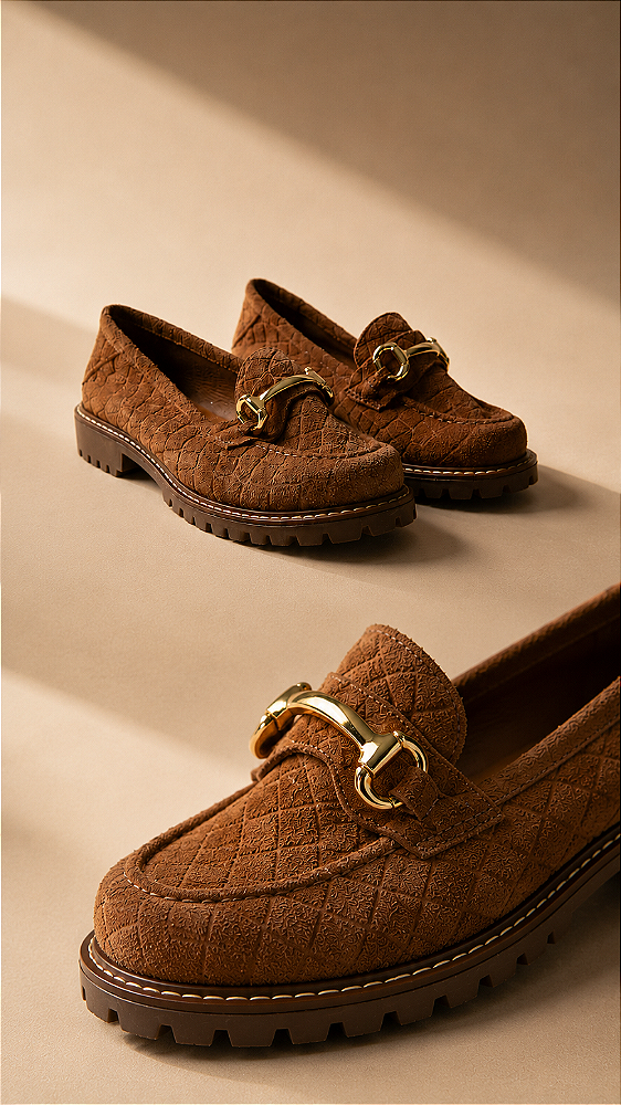 Mocassim Analu | tratorado croco caramelo