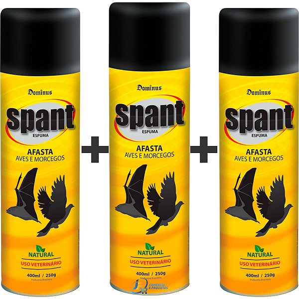 KIT 3un Spant Espuma Afasta Aves e Morcegos 400mL/250g - Dominus