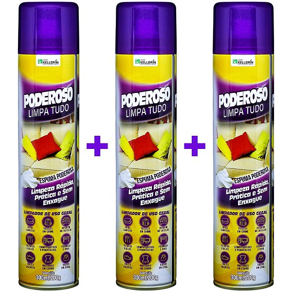 KIT 3 Poderoso Limpa Tudo Espuma Aerossol 300ml/200g - Kelldrin