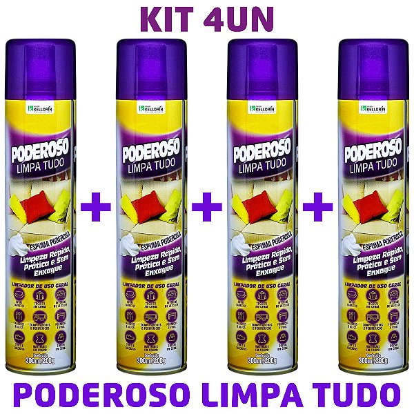 KIT 4 Poderoso Limpa Tudo Espuma Aerossol 300ml/200g - Kelldrin