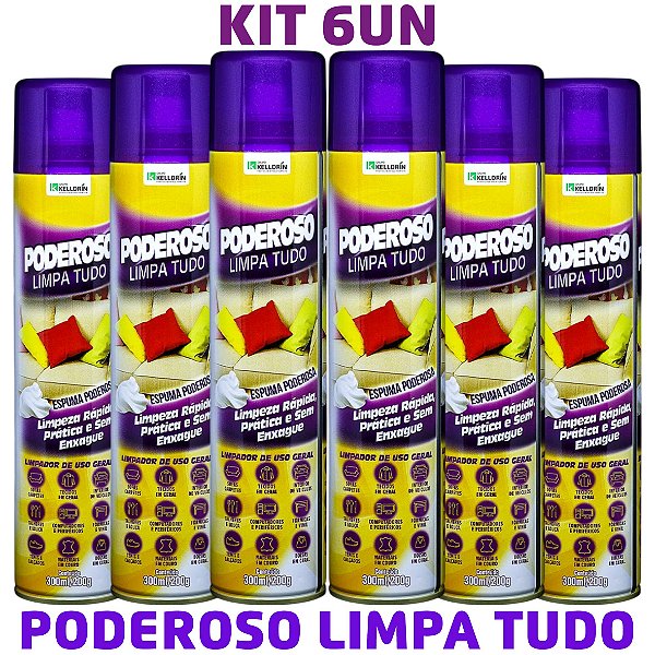 KIT 6 Poderoso Limpa Tudo Espuma Aerossol 300ml/200g - Kelldrin