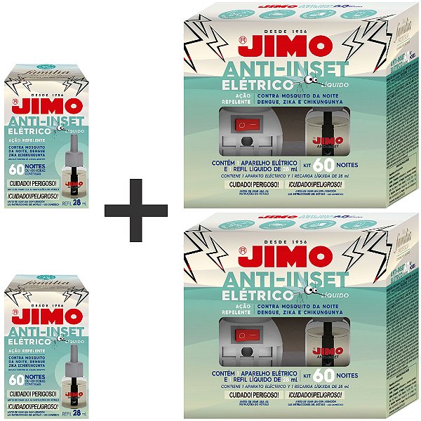 Kit 2un Anti-Inset Elétrico KIT 60 Noites  + 2un Anti-Inset Refil Líquido 60 Noites