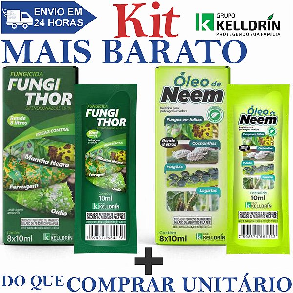 KIT 1 Fungithor 8x10ml + 1 Óleo de Neem 8x10ml - Kelldrin