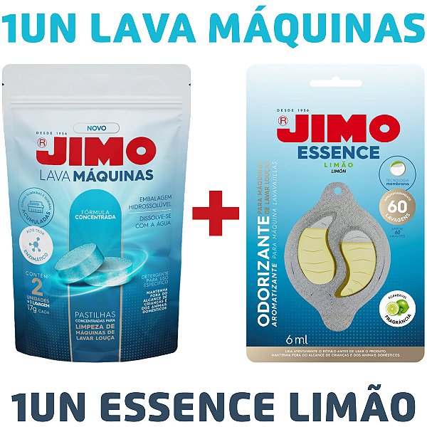 KIT 1 Lava Máquinas Nova Fórmula 2x17g + 1 Odorizante Essence Limão 6ml - JIMO
