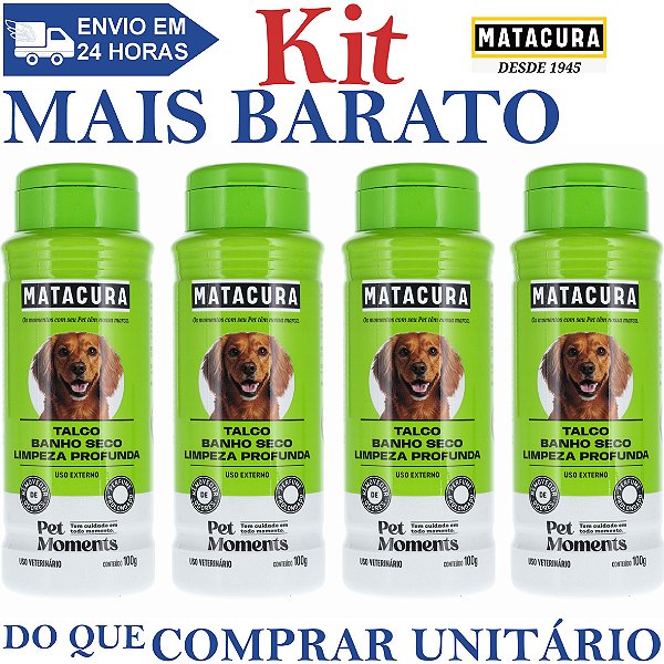 KIT 4 Talco Banho Seco Limpeza Profunda 100g - Matacura