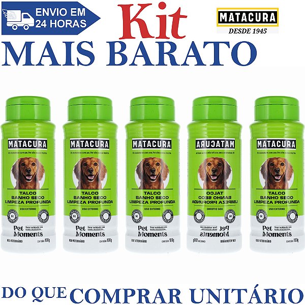 KIT 5 Talco Banho Seco Limpeza Profunda 100g - Matacura