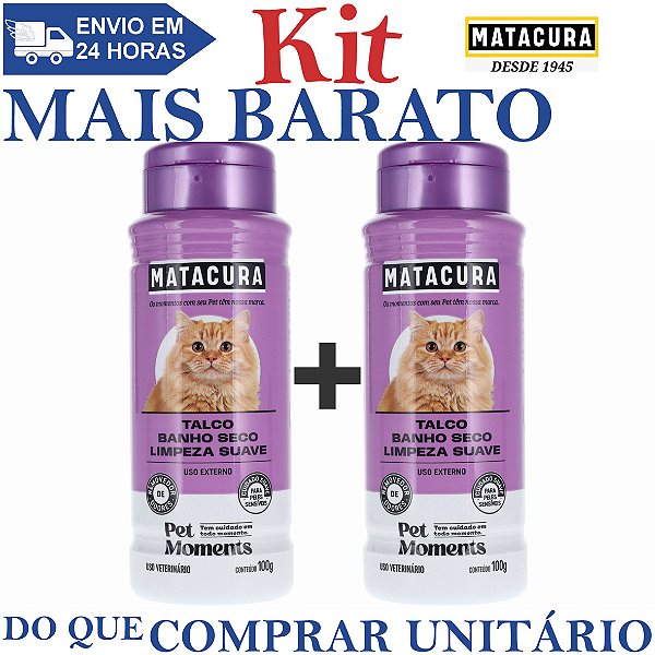 KIT 2 Talco Banho Seco Limpeza Suave 100g - Matacura