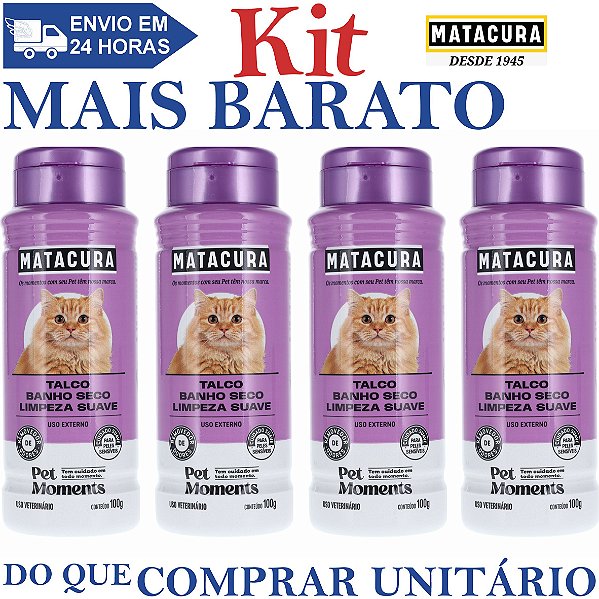 KIT 4 Talco Banho Seco Limpeza Suave 100g - Matacura